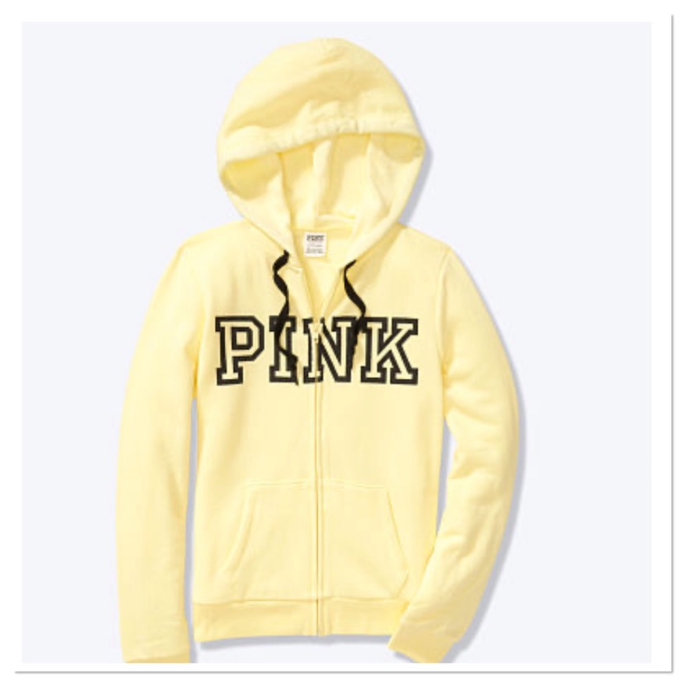 NWT VS PINK SUBTLE YELLOW CLASSIC LOGO FULL ZIP - Picture 1 of 3
